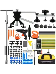 Paintless Dent Repair Puller Kit, Car Dent Remover Automotive & Furniture Repair Tools with Lifter, Bridge Puller, Rubber Hammer, T-Bar Suction Cup for Auto Body & Furniture Surface Fixing