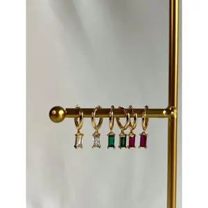 Minimal Crystal Stainless Steel Rectangle Earrings