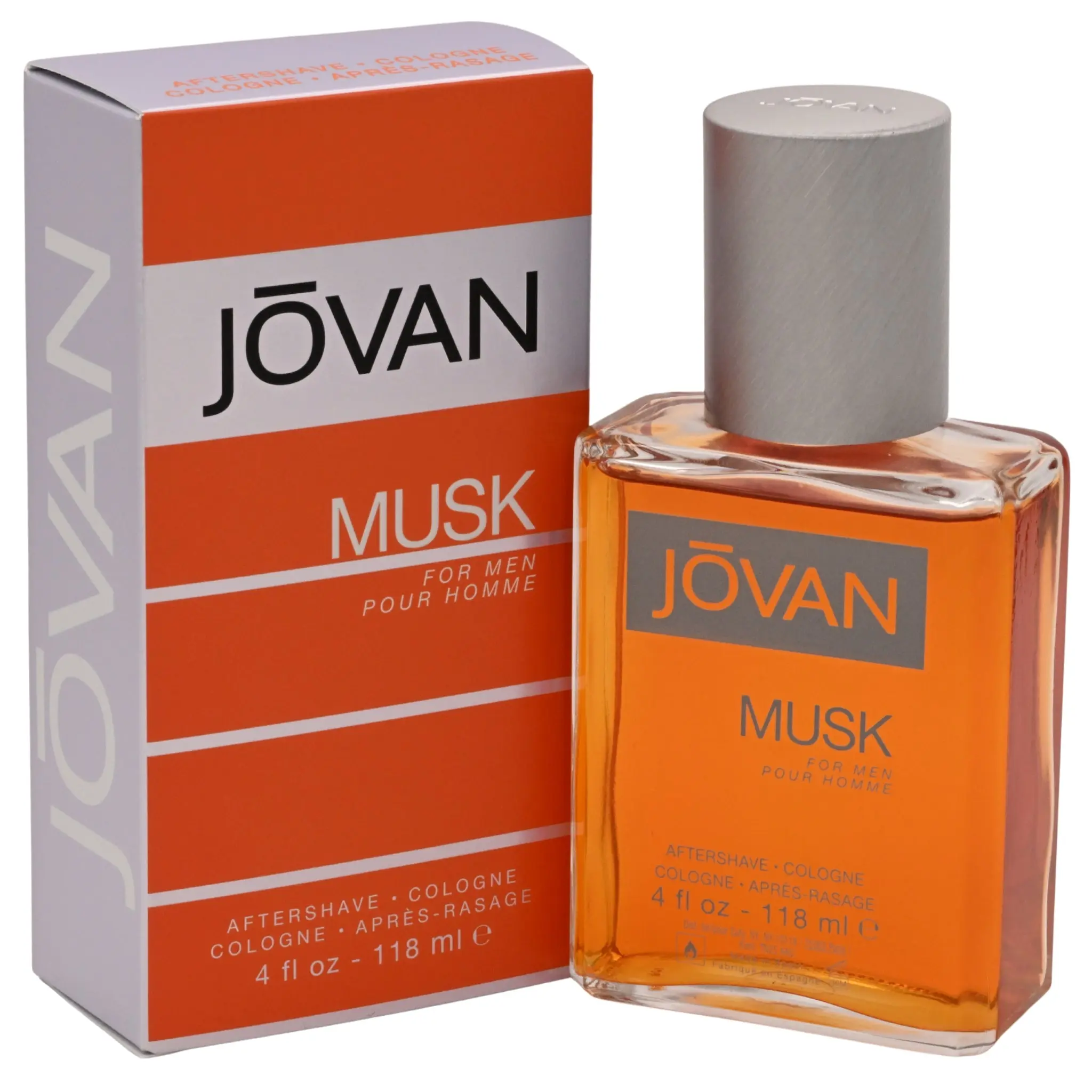 Jovan Musk Aftershave Cologne for Men, A Powerful & Masculine Bold Fragrance with Pure Musk, Liquid Scent, 4 oz, Men's Fragrance, Sexy, 4 Fl Oz
