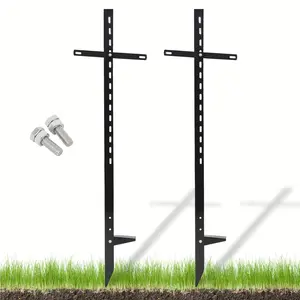 Adjustable Black Metal T-Bar Yard Sign Stakes 2 Pack 46 Inch Ground Stakes for Signs Banners Displays Outdoor Lawn Yard