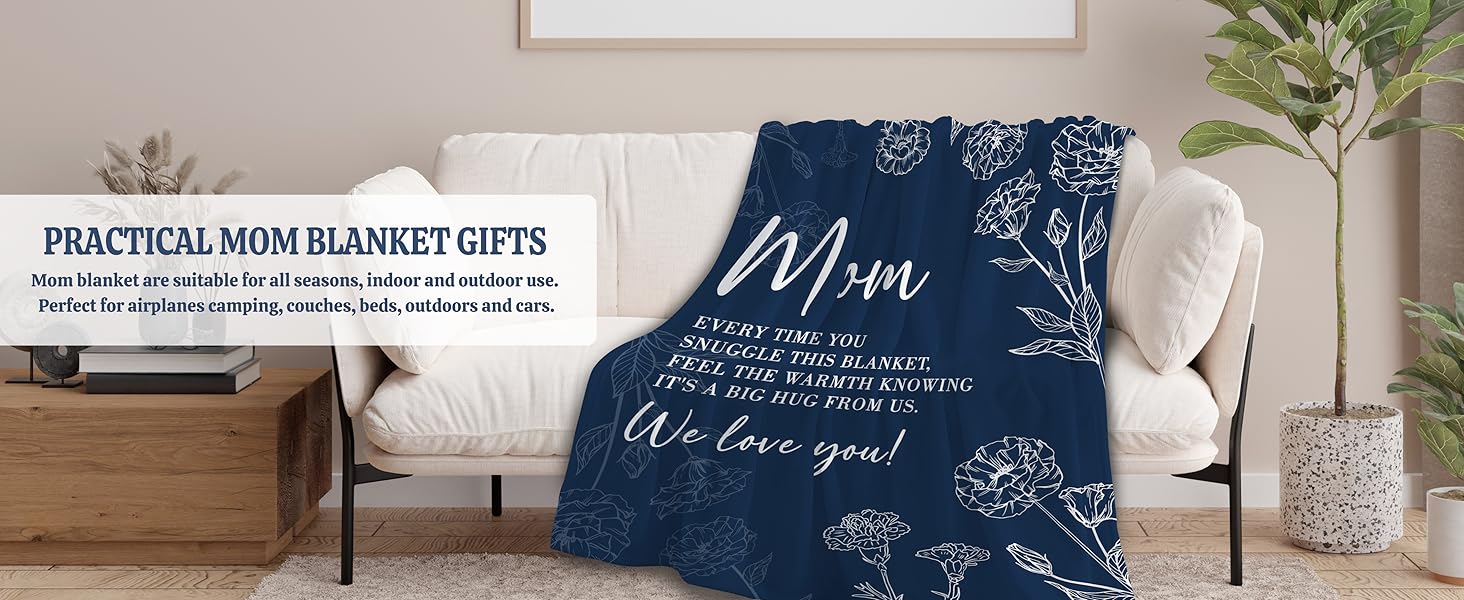 GiltGlimmer: A Gift for Mom — Mother's Day & Birthday Commemorative Blanket | A Thoughtful Gift from Children to Their Mother — A Heartwarming "We Love You" Tribute | Size: 60" x 50" | Color: Blue