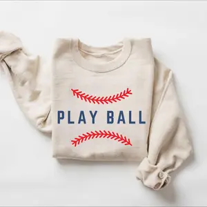 Baseball Sweatshirt - Play Ball Crewneck, Baseball Mama Sweater, Game Day Shirt, Baseball Fan Tee Menswear Hoodie