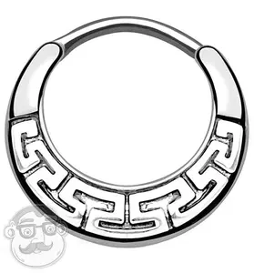 16G Silver Aztec Brass Septum Clicker 16G Silver Aztec Brass Septum Clicker