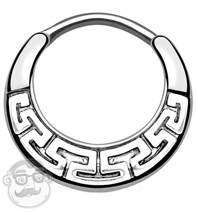 16G Silver Aztec Brass Septum Clicker 16G Silver Aztec Brass Septum Clicker