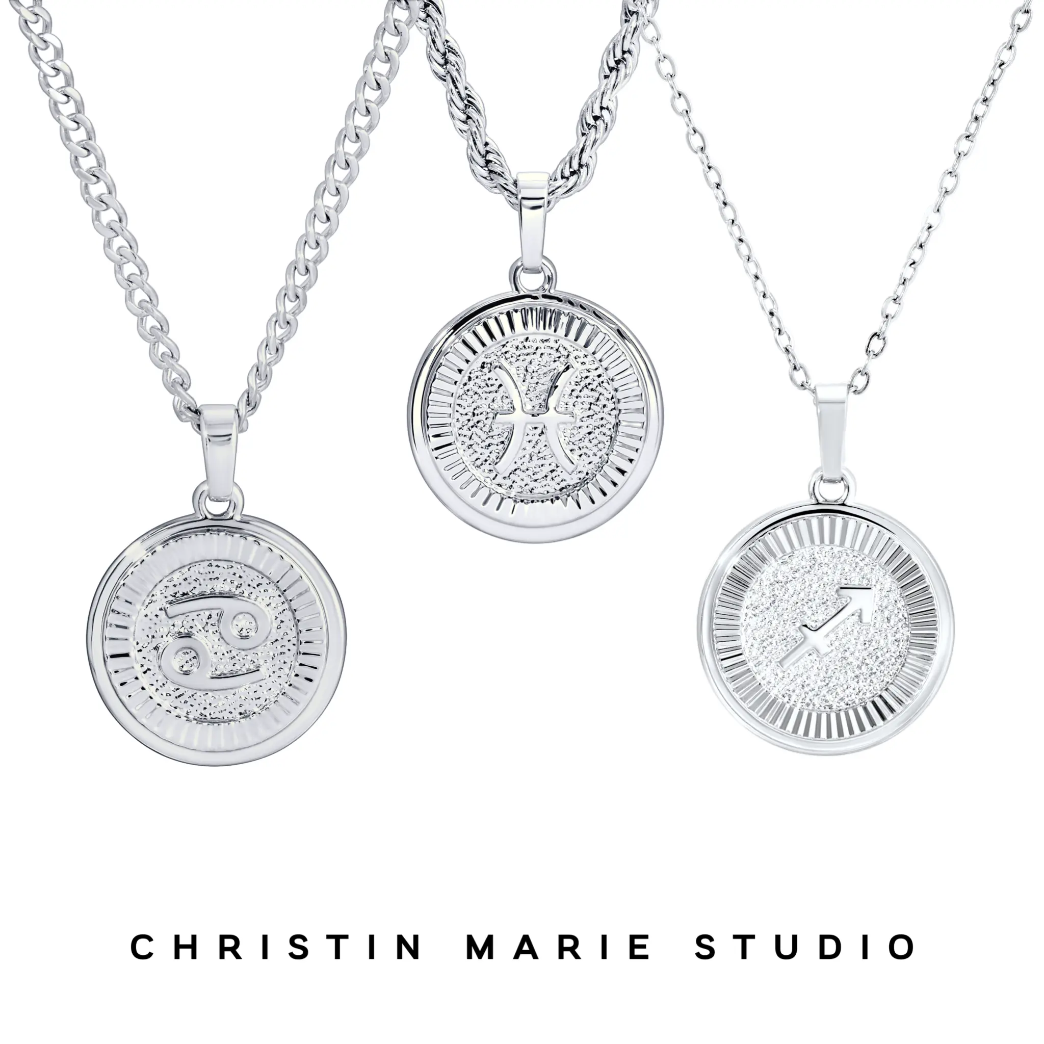 BRIGHT Silver Zodiac Necklace (Unisex)