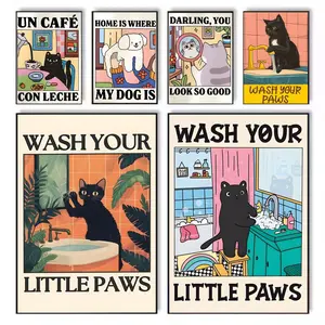 Wash Cat Paws More Spaghetti Poster Wall art print art suitable for living room bedroom bar parlor home decoration gift