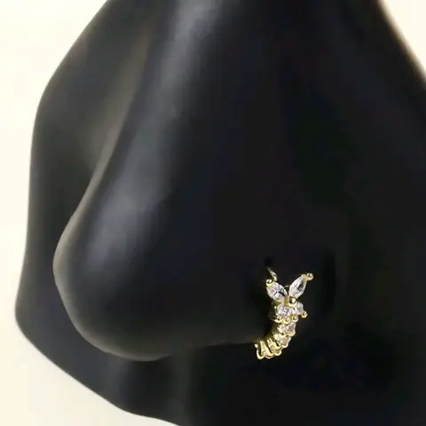 Butterfly Design Nose Ring for Women, Casual Copper Material Body Jewelry for Daily Wear, All Season Fashion Accessory