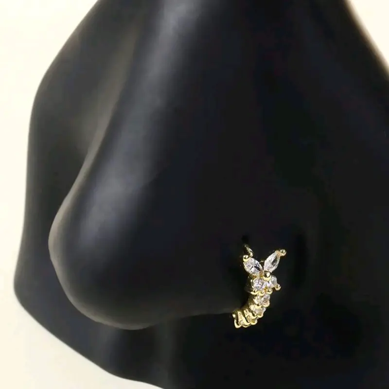 Butterfly Design Nose Ring for Women, Casual Copper Material Body Jewelry for Daily Wear, All Season Fashion Accessory