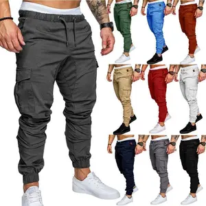 2025 Men's Solid Color Casual Drawstring Elastic Sports Loose Pants Men's Casual Jogger Cargo Pants Menswear Stylish