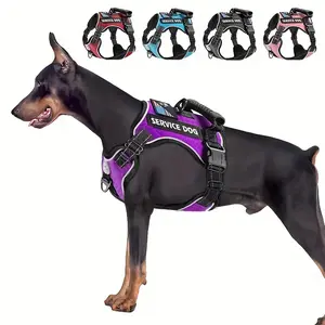 Reflective No-Pull Dog Harness Vest, Comfortable Service Dog Vest With Easy Control Handle, Adjustable Straps, Breathable For Night Visibility