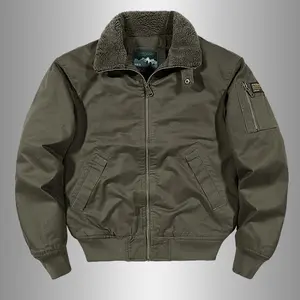 Bomber Jacket Fleece Lined Multi Pocket Workwear Flight Pilot Coat Military Tactical