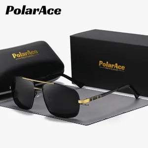 PolarAce unisex polarized sunglasses, retro fashion glasses, metal frame, outdoor driving sunglasses