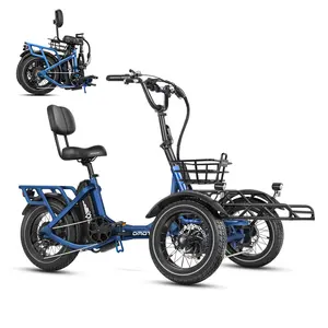 ADDMOTOR SPYTAN Electric Trike for Adults, 48V 20Ah 90Miles 750W Reverse Electric Tircycle, 2 Front Wheel Electric Bike, 380LBS Folding Electric Bike, Front Rack, Hydraulic Disc Brake