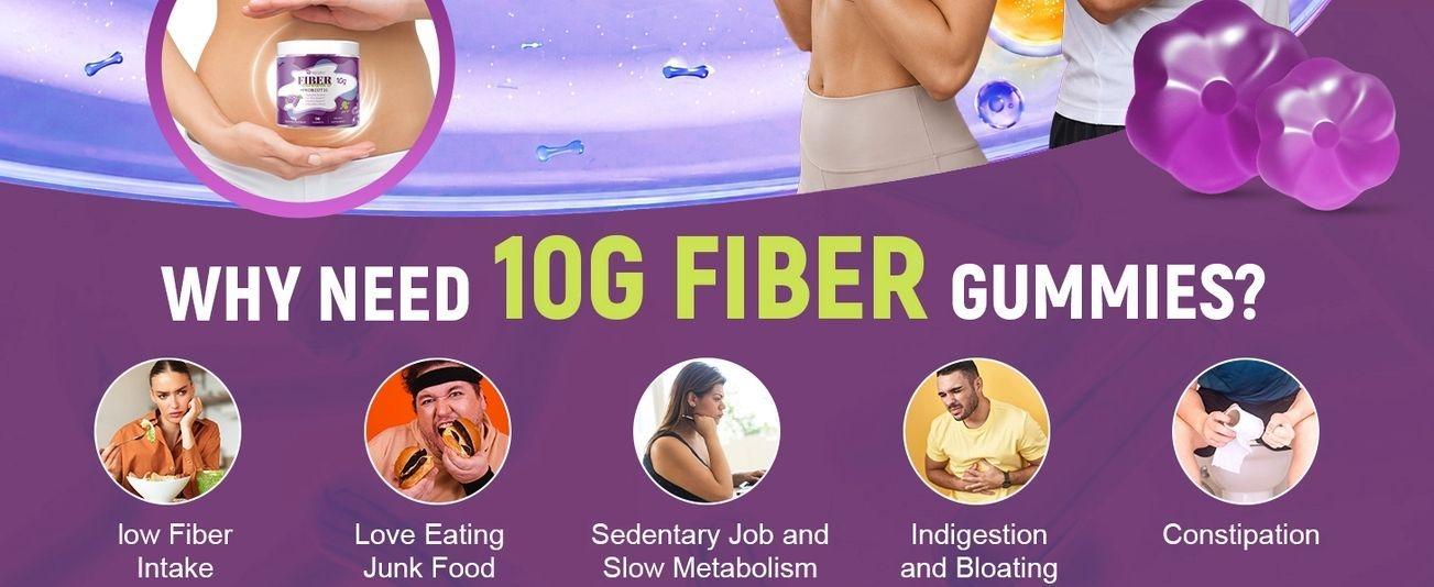 Migcopat 10G Fiber Gummies for Adults, No Sugar Added Grape Flavor, Fiber Supplement with 30 Billion CFU Probiotics Blend, ACV, Vitamin C, Inulin, Support Digestive Health, 90 Count