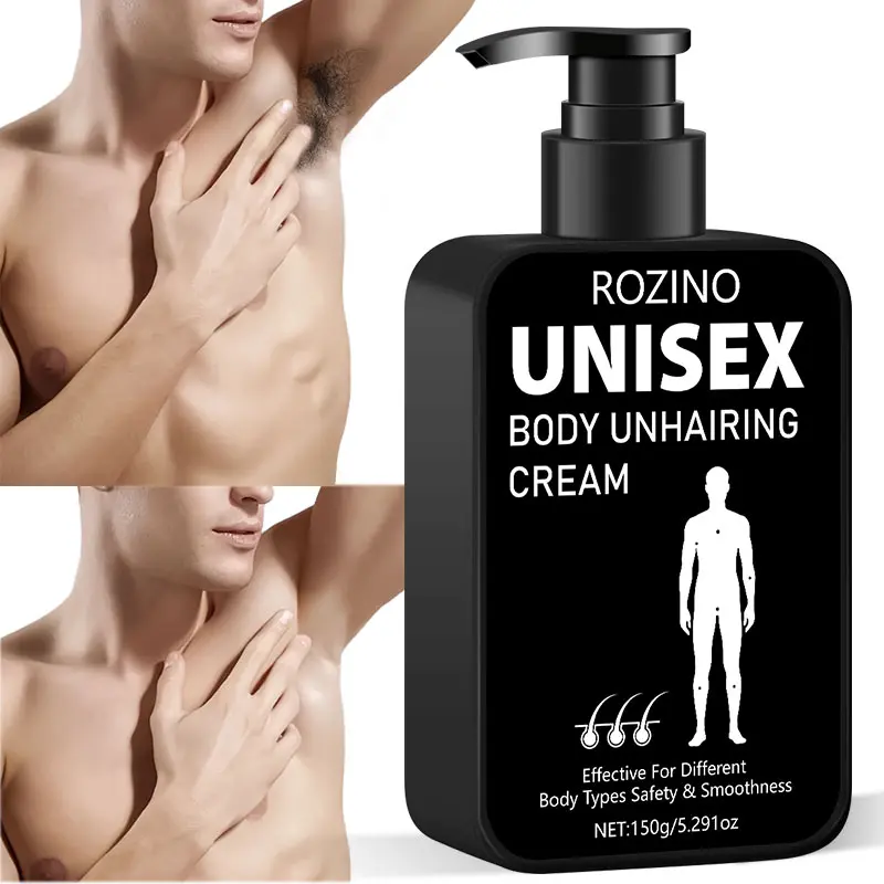 ROZINO Unisex Body Unhairing Cream 150g Effective for All Skin Types Safety Smoothness Gentle Formula Painless Hair Removal