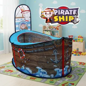 Kids Pirate Ship Play Tent, Colorful Foldable Portable Castle Playhouse, Perfect Outdoor Party Tent for Boys Girls, Ideal Halloween Christmas Gift, No Accessories