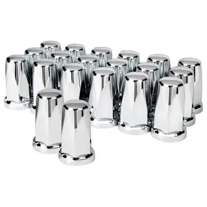 Chrome Plastic 33mm Push On Lug Nut Covers w/ Flange 3-1/4'' Tall for Semi Truck 20PCS