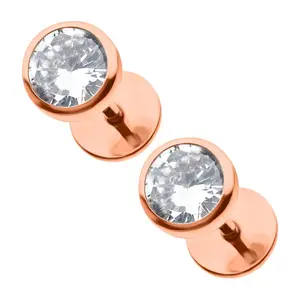 ComfyEarrings Crystal Clear CZ Rose Gold Earrings – Perfect for Sensitive Ears – Flat-Back Posts, 316L Surgical-Grade Stainless Steel