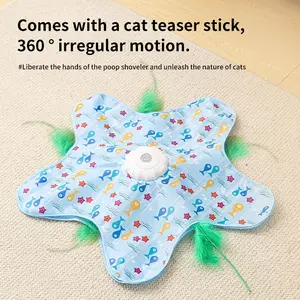 Electric Hunting Cover Toy for Cats, Automatic Spin Pet Game, Rechargeable Touch Activated, Indoor Kitten Exercise Kicker, Cat Feather Toys