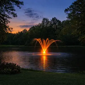 Floating Pond Fountain - 10,000 GPH - 125ft Power Cord - Bluetooth Light Option - Aerator