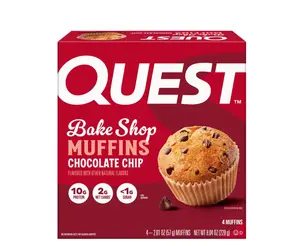 Quest Bake Shop Protein Muffins, Chocolate Chip Flavor, 10g Protein, 4 Count