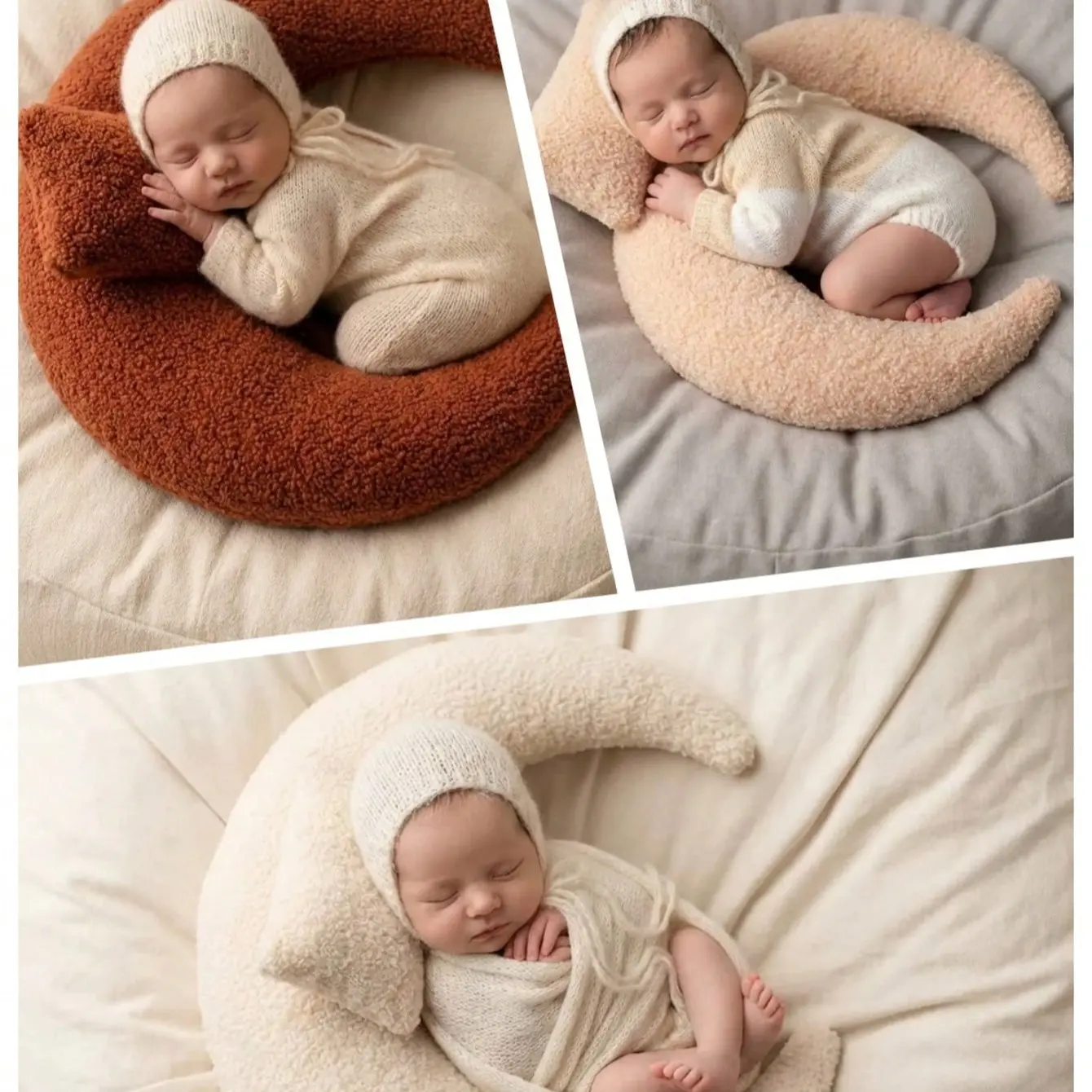 2 Piece Newborn Crescent Pillow Photography Props, Crescent Shape, Baby Photo Prop Set, Soft Fabric Filled, Ideal for Newborn Photoshoots