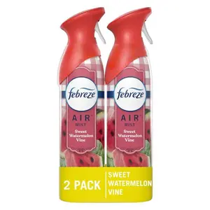 Febreze Air Mist 8.8 oz. Sweet Watermelon Vine Scent Air Freshener Spray (2-Count), odor eliminator, fights air odors, cyclodextrin, natural from corn, instant freshness,light fresh scent,100% natural propellant,sweeping motion,whole home,bathroom,kitchen