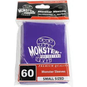 Monster Protectors Sleeves Sleeves - Smaller Size Gloss with Monster Logo - Purple (Fits Yugioh and Other Smaller Sized Gaming Cards)