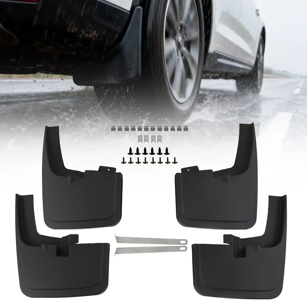 4-Piece Mud Flaps & Splash Guards Set for Ram 1500/2500/3500 2009-2018,Front & Rear Splash-Proof Guard Panels, Black PP with TPE Hardware, OE Standards, IATF16949 Certified, All-Weather, No-Drilling Required, Complete Installation Kit Accessory
