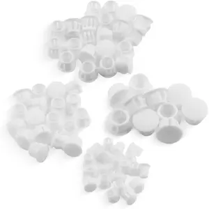 200 count 4 Sizes Assorted Plastic Hole Plugs, Flush Type Plastic Plugs for Hole, Snap in Locking Hole Tube, 1/4 Inch, 5/16 Inch, 3/8 Inch, 1/2 Inch Furniture  Pipe Insert End Caps (White)