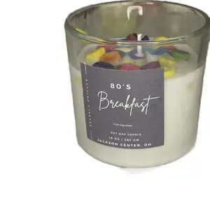 Sparkly Chicken 80's Breakfast Candle Handmade Soy Wax 10oz Jackson Center OH Fruity Childhood Cereal Scented Decor Fragrance for Nostalgic Aroma