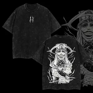 Sung Jin Woo x Solo Leveling Anime Manga Vintage Unisex Oversize Anime Manga Acid Washed T-shirt, graphic tee,anime merch fan, outfits men vintage t-shirt casual menswear style top Snowman Graphic Chill Out washed pure cotton