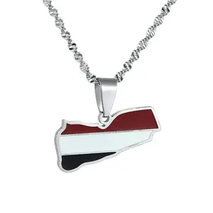 Yemen Map Flag Shape Pendent Necklace