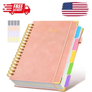 Hardcover Spiral Notebook Journal with Removable Dividers Tabs, 300 Pages