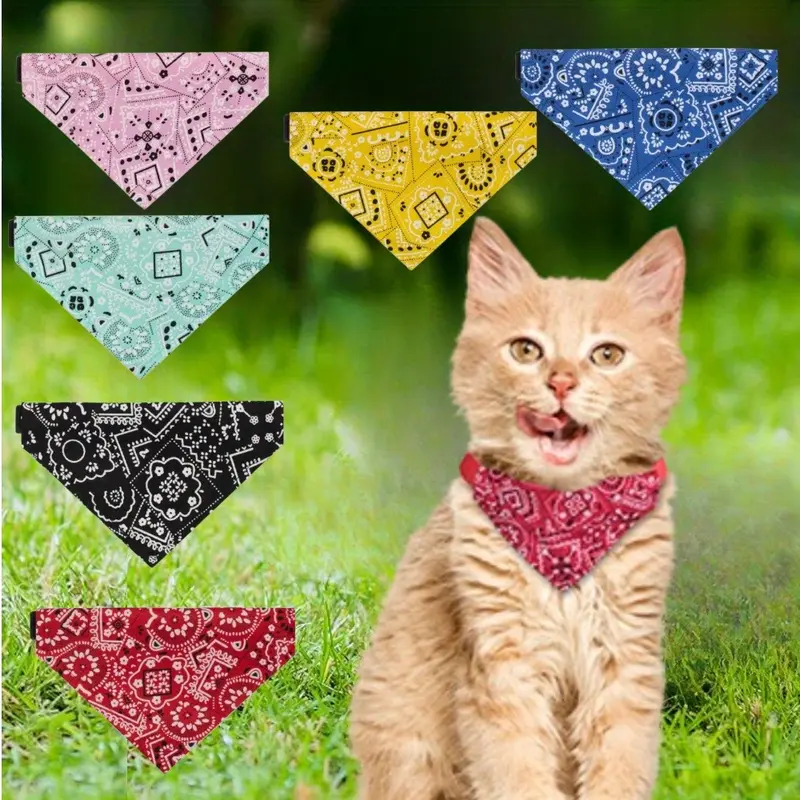 6PCS Cat Bandana Collars with Removable Bow Tie for Cats Puppy Kittens Small Dogs Collars Adjustable Bandana
