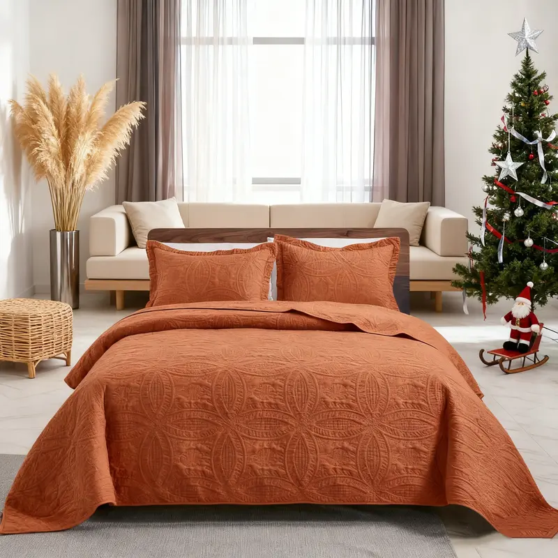 King Queen Quilt Bedding Set,Soft Bed Summer Lightweight Bedspread Comforter - Modern Style Coin Pattern Coverlet for All Season - 3 Pieces (1 Quilt, 2 Pillow Shams) Christmas Gift.