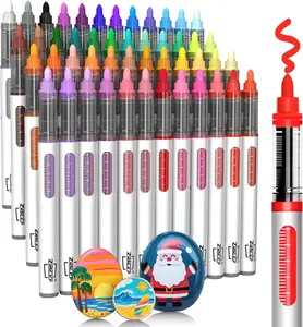 GuangNa×ZiBEEF 48/60/100 Acrylic Paint Markers Water-Based Pens with Automatic Ink Control System Quick-Dry Waterproof for Rock Painting Wood Fabric Canvas Egg Ceramic DIY Art Crafts