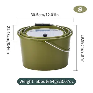Portable double-layer live fish bucket with breathable mesh, small to medium size, made of PP material