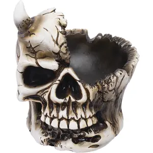 Gothic Half Skull Resin Ashtray 5" – Horror Decorative Tray