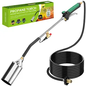 Propane Torch Burner Weed Torch High Output with 10FT Hose,Heavy Duty Blow Torch with Flame Control and Turbo Trigger Push Button Igniter,Flamethrower for Garden Wood Ice Snow Road