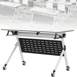 Foldable Rolling (360° Silent Casters), 1 - inch Thickened, Waterproof & Scratch - resistant, Modular Conference Training Table for Multi - scenarios like Conference Room/Classroom