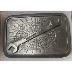 Vintage Metal Belt Buckle, Snap On Tools, Mechanic, Quality, Nice Design, 3 1/4" x 2 1/4", Heavy Duty, Quality, Thick Metal, Made in USA, For Belts, Fashion, Shelf Display, Western Wear, Southwest, Country, Fun, Nice