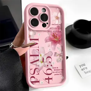 Pink Lily Flower Bible Verse iPhone cases Case Compatible with For iPhone 17 Pro Max 16 16e 15 14 Plus 13 12 Mini 11 Air X XS Pattern TPU Lens Protection Durable Soft Cover Gift 2D printing Smartphone Cellphone
