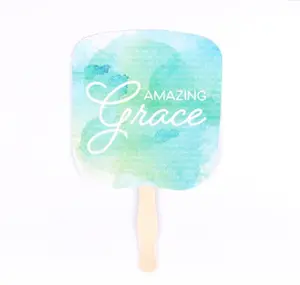 Amazing Grace Handheld Church Fans, Pack of 25 - Traditional Hand Held Parlor Fan with Inspirational Print, Durable Cardstock & Wooden Handle - Ideal for Services, Graduations, Outdoor Events