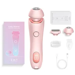 Electric Bikini Trimmer for Women, Rechargeable 2 in 1 Body & Facial Hair Removal, Waterproof Wet & Dry Use Trimmer for Women