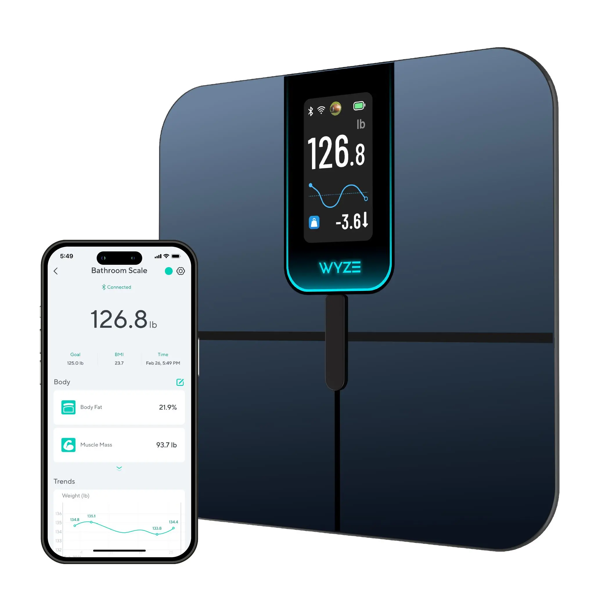 Wyze Scale Ultra — Wi-Fi Smart Weighing Scale, Huge 4.3" Screen — Step-On Body Composition Measurements (Track Weight, BMI, Fat/Fit Goals)