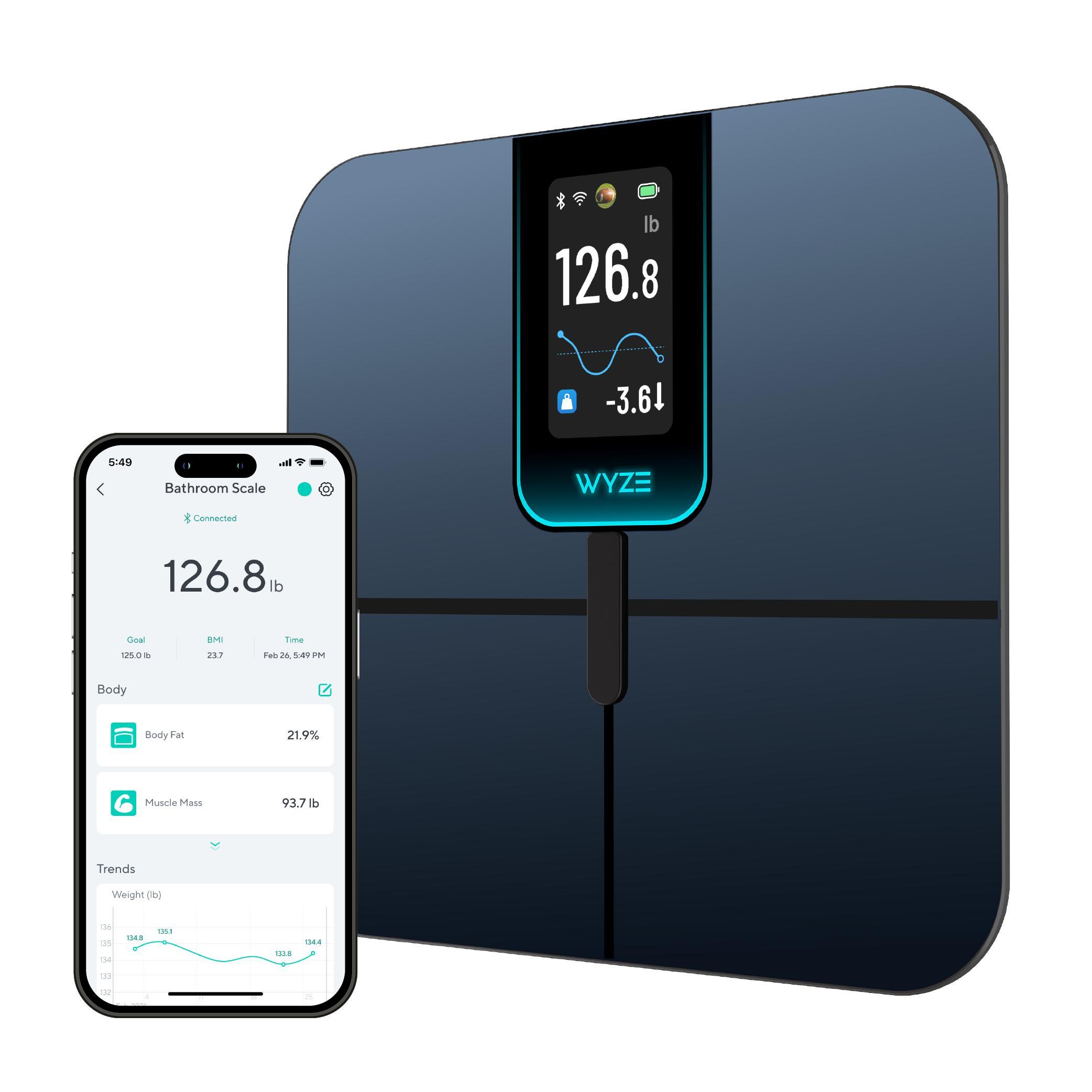 Wyze Scale Ultra — Wi-Fi Smart Weighing Scale, Huge 4.3" Screen — Step-On Body Composition Measurements (Track Weight,