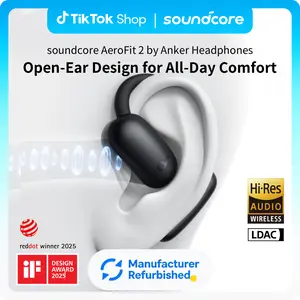[Refurbished]soundcore AeroFit 2 by Anker, Open-Ear Headphones, 4 Adjustable Positions for Every Ear Size, 2× Richer Bass, Hi-Res, 42H Playtime, Clear Calls, IP55, Wireless Charging
