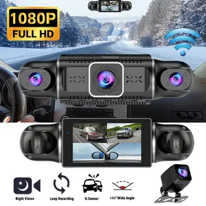 【FathersDayGift】4CH Dash Cam 1080P Front Rear Inside 360° Car Camera Full Coverage Night Vision Loop Recording G-Sensor Parking Mode Plug & Play Vehicle Recorder,summervibes