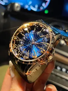 Luxury Elegant Men's Watch, Skeleton Watches, Round Quartz Analog Dial, Hardlex Glass, Clasp Closure, Casual Fashion Accessory, Perfect Gift